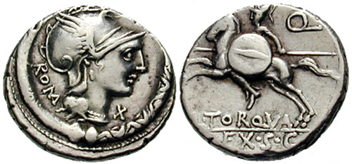 manlia roman coin denarius